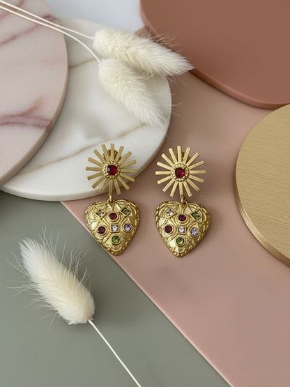Ishhaara Statement Sacred Heart Earrings