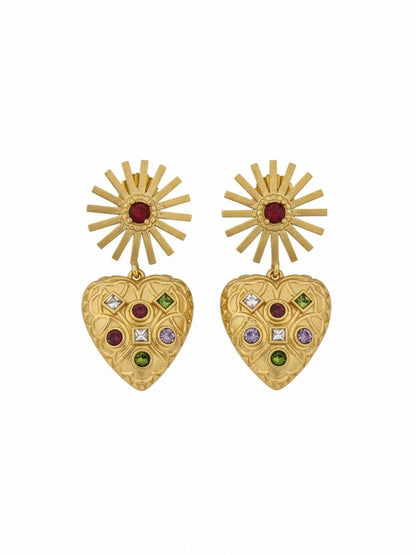 Ishhaara Statement Sacred Heart Earrings