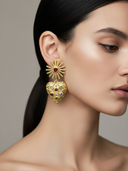 Ishhaara Statement Sacred Heart Earrings