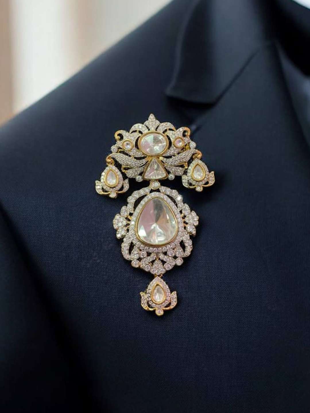 Ishhaara Statement Victorian Kundan Uncut Polki Brooch