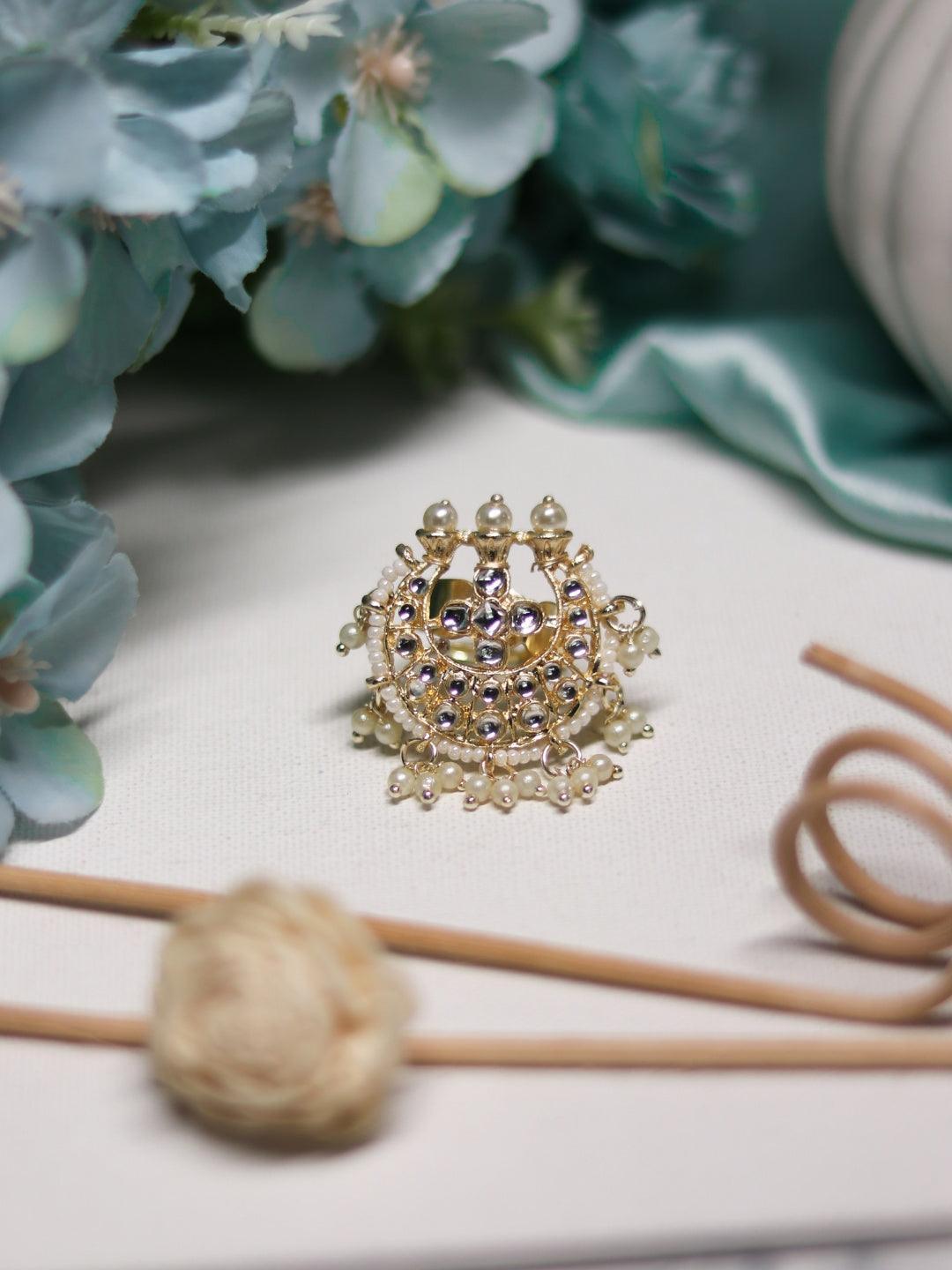 Ishhaara Stone Beaded Drop Ring