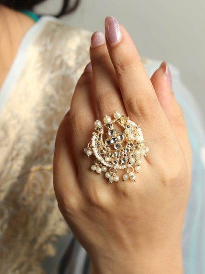 Ishhaara Stone Beaded Drop Ring