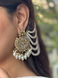 Ishhaara Stone Pearl Earrings With Sahara Earchain