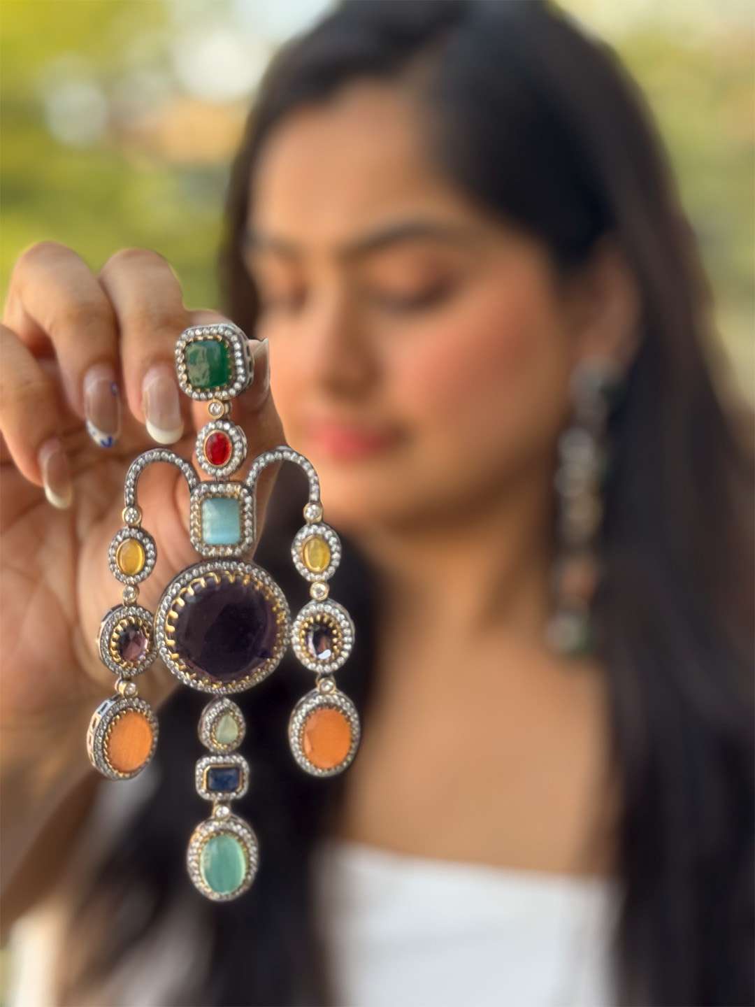 Ishhaara Stone Studded Classic Drop Earrings