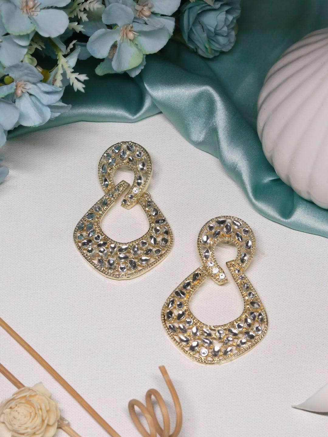 Ishhaara Stone Studded Dangle Drop Earrings