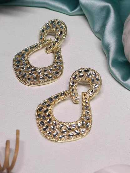 Ishhaara Stone Studded Dangle Drop Earrings