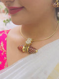 Ishhaara Stone Studded Ethnic Fusion Sabyasachi Inspired Duck Motif Lotus Hasli Necklace