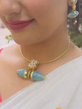 Ishhaara Stone Studded Ethnic Fusion Sabyasachi Inspired Duck Motif Lotus Hasli Necklace