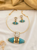 Ishhaara Stone Studded Ethnic Fusion Sabyasachi Inspired Duck Motif Lotus Hasli Necklace