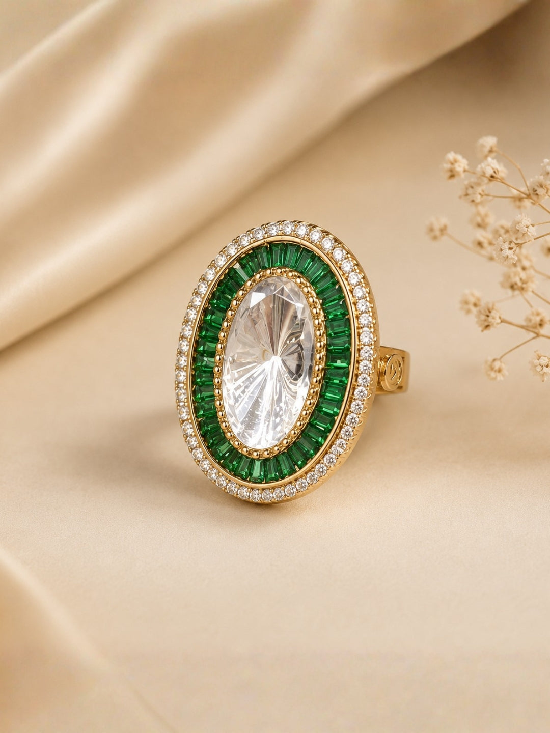 Ishhaara Stone Studded Halo Cocktail Ring