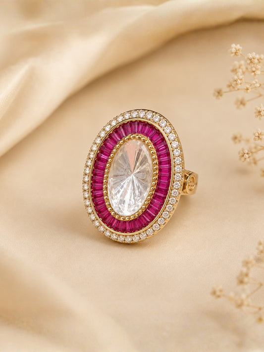 Ishhaara Stone Studded Halo Cocktail Ring