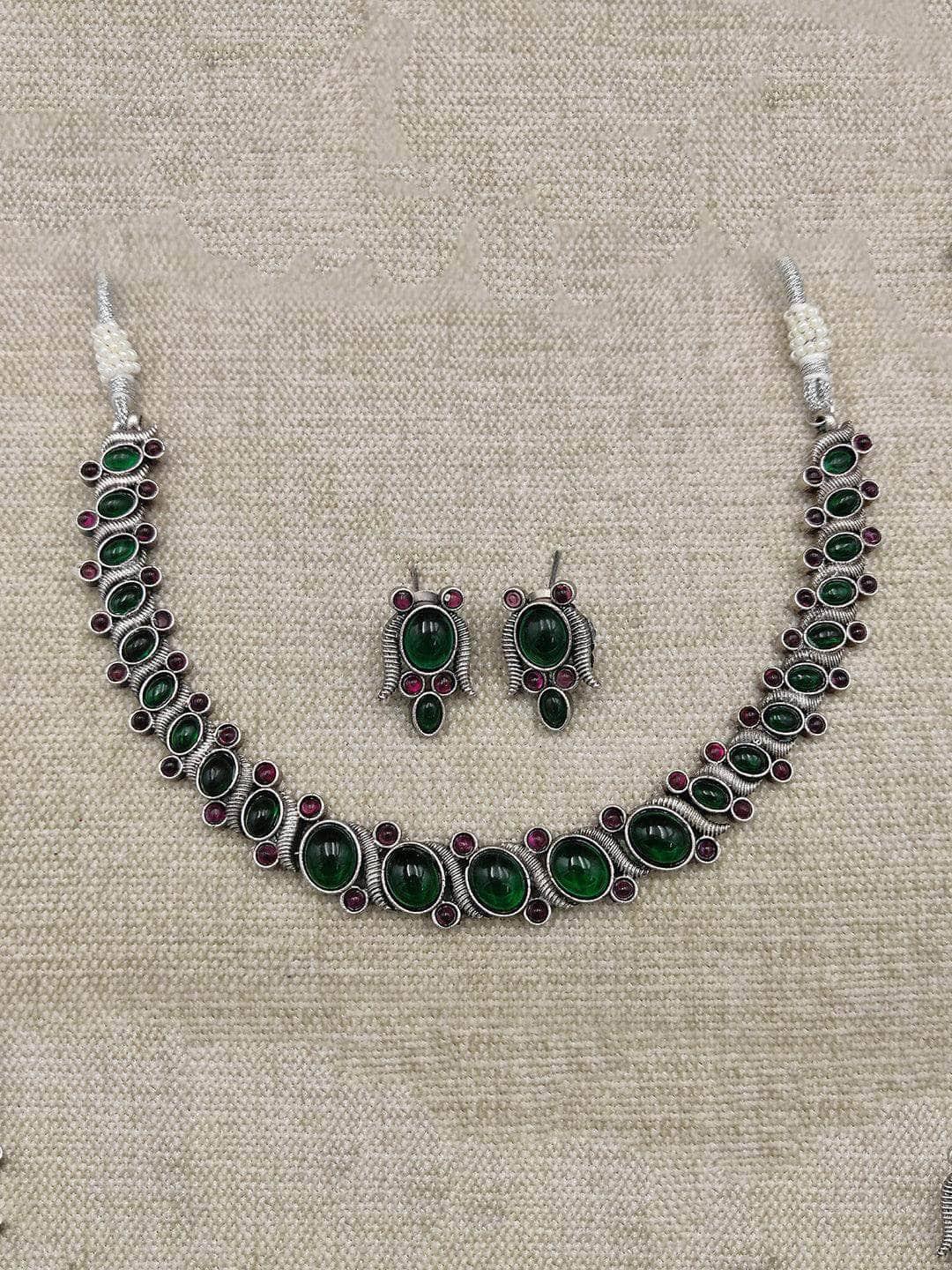 Ishhaara Stone Studded Oxidized Choker Set