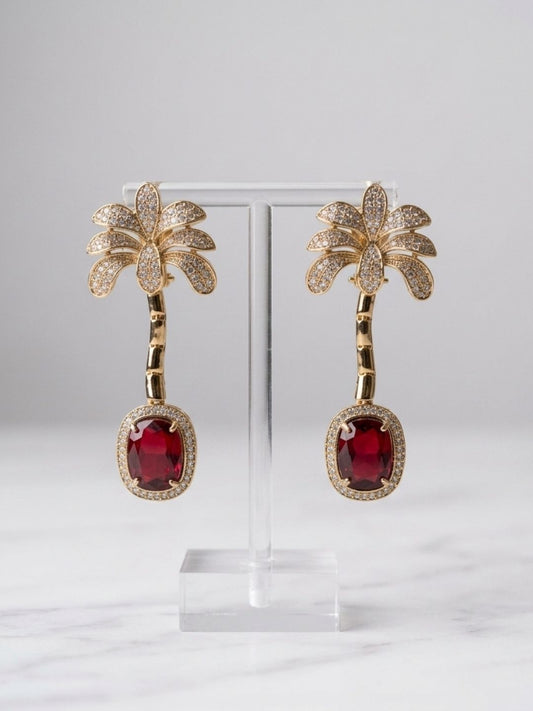 Ishhaara Stone Studded Tree Shaped Earrings