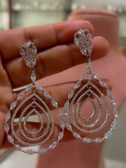 Ishhaara Structured Cascade Diamond Earrings