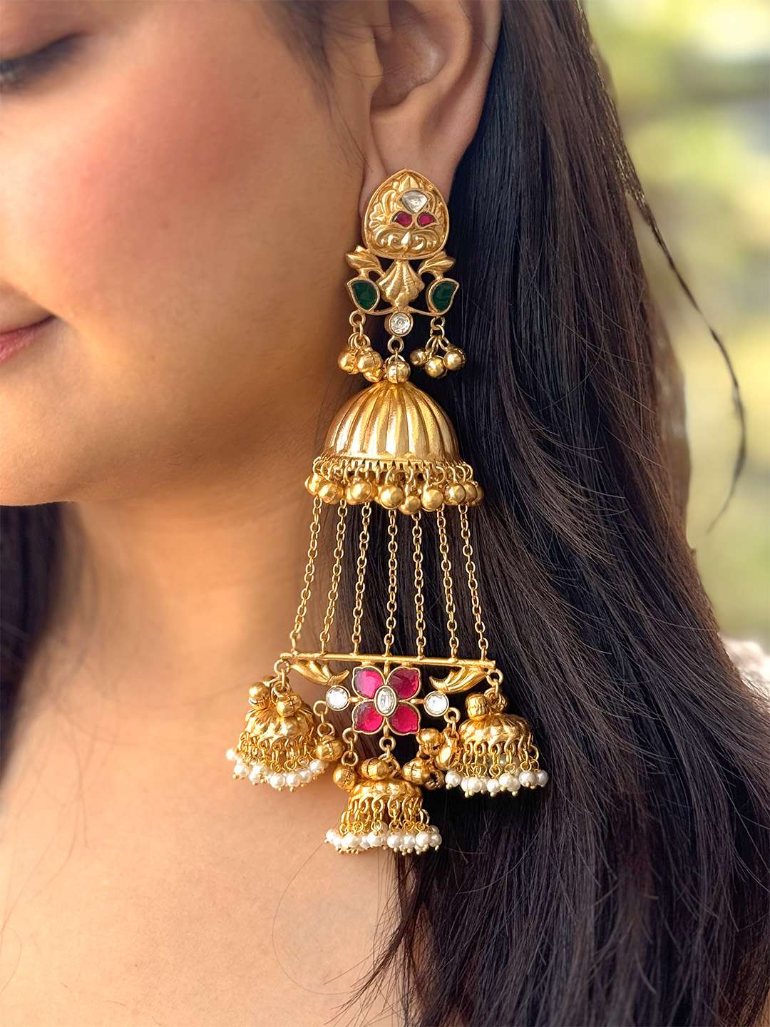 Ishhaara Stunning Dome Shaped Jhumkas