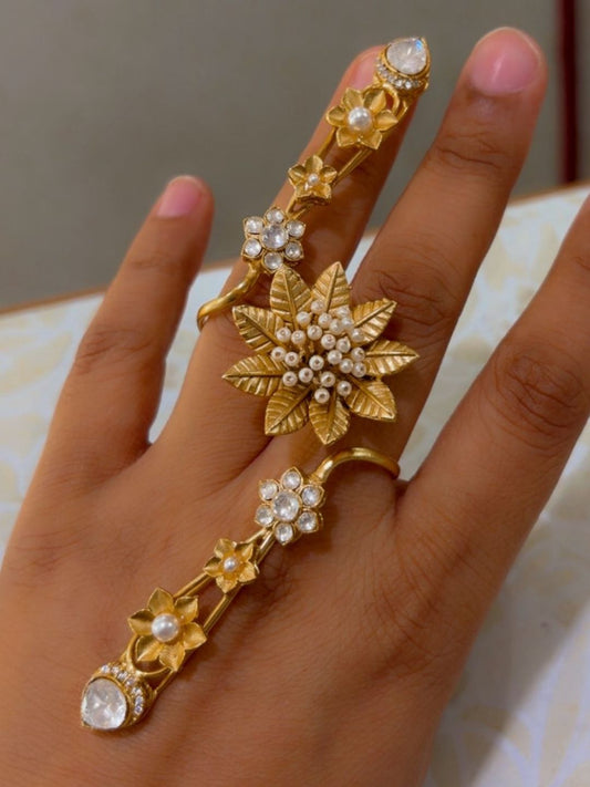 Ishhaara Stunning Gold Floral Hand Harness