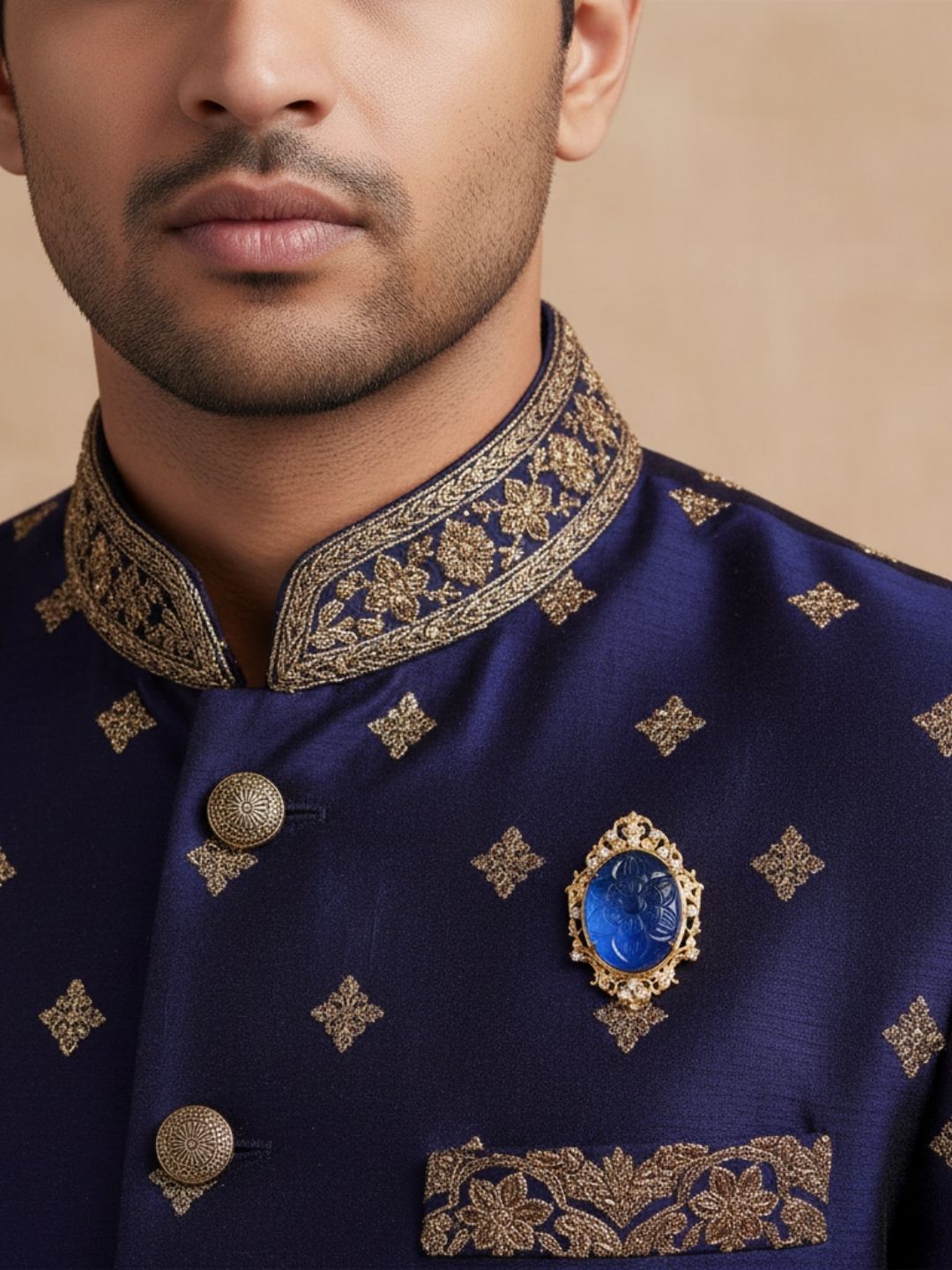 Ishhaara Stunning Lapis Lazuli Brooch