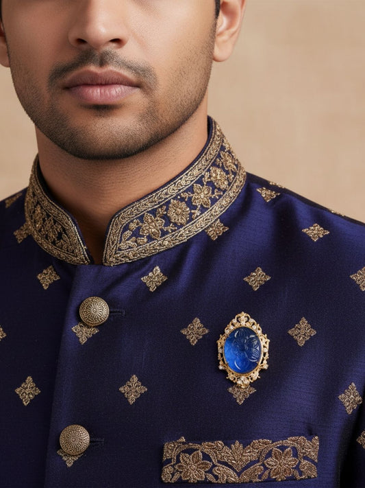 Ishhaara Stunning Lapis Lazuli Brooch