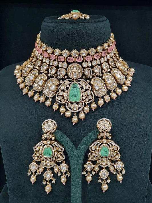 Ishhaara Stunning Moisanite Doublet Bridal Necklace Set