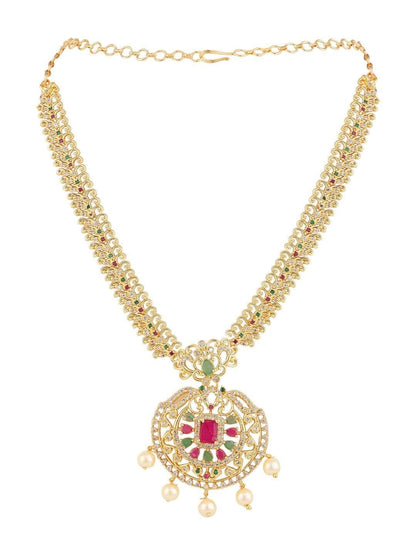 Ishhaara Stylish Ad Necklace Set With Drop Earrings