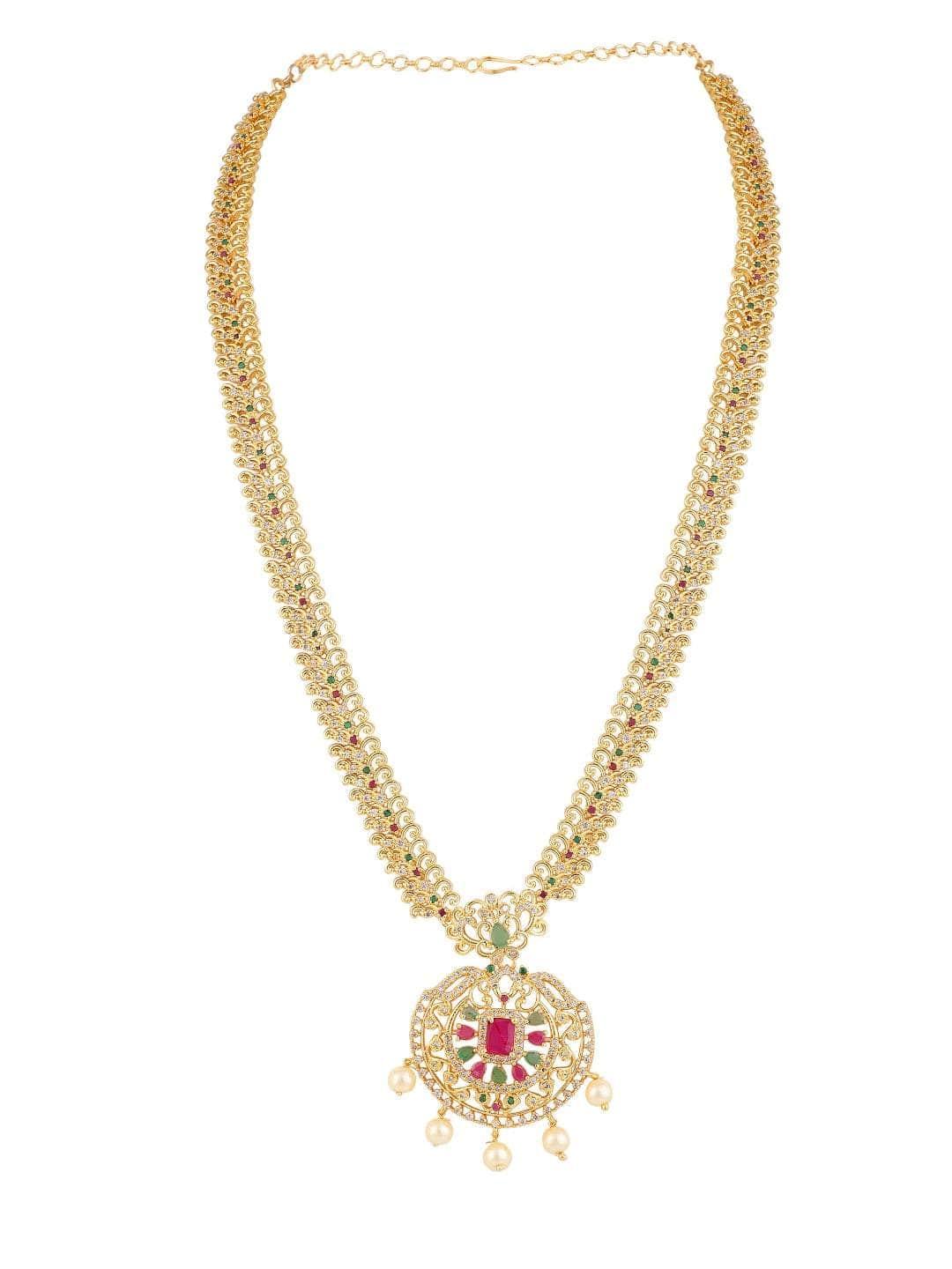 Ishhaara Stylish Ad Necklace Set With Drop Earrings