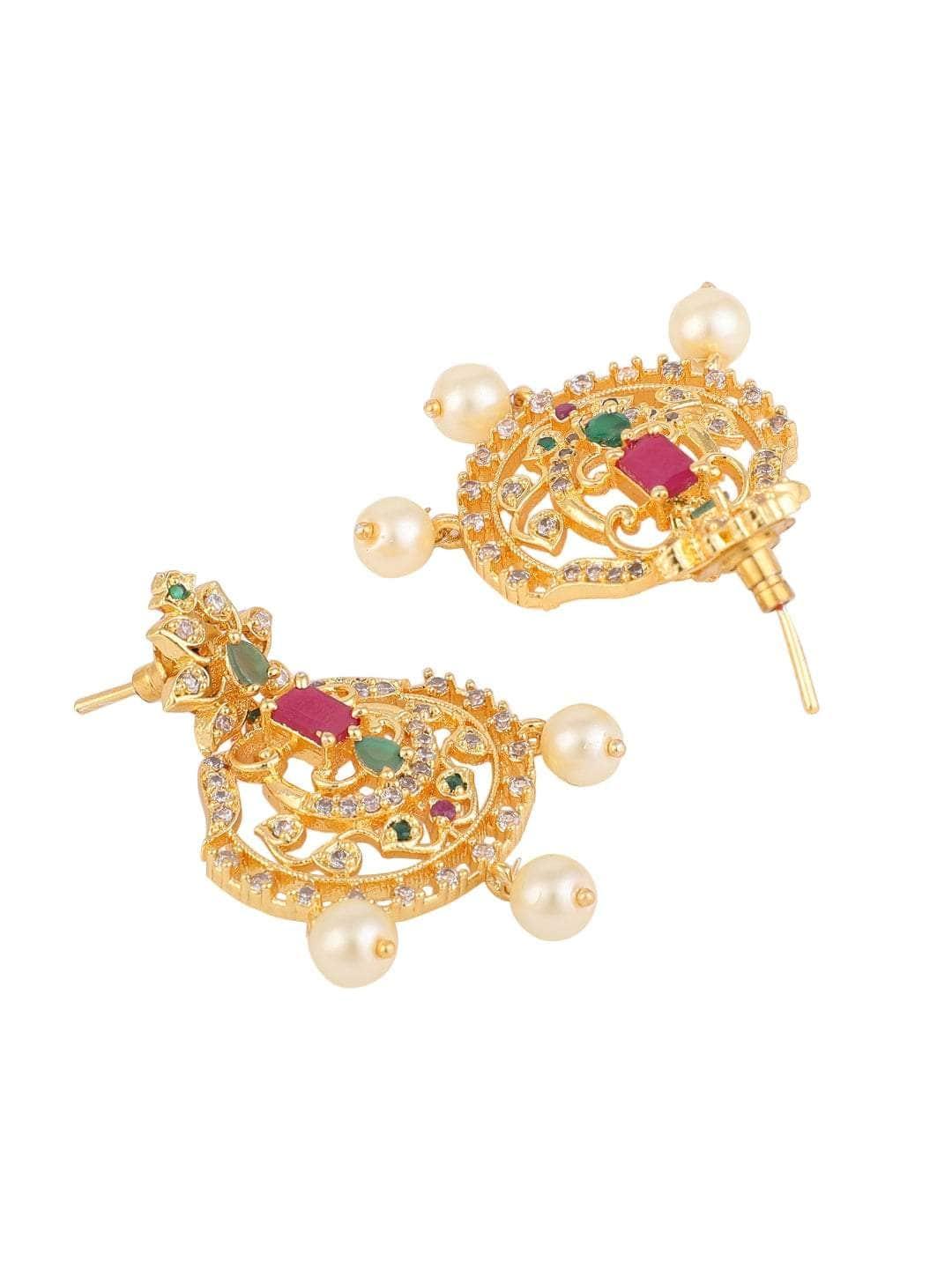 Ishhaara Stylish Ad Necklace Set With Drop Earrings