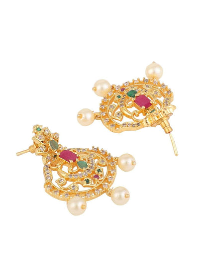 Ishhaara Stylish Ad Necklace Set With Drop Earrings