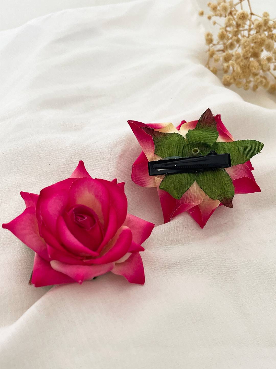 Ishhaara Stylish Rose Artificial Flowers Bun Juda Hair Clips