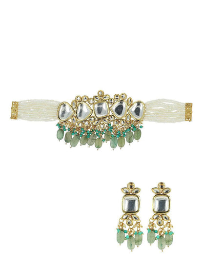 Ishhaara Sukhmani Gambhir In Square Kundan Moti Choker And Earring Set