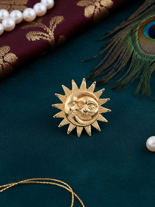 Ishhaara Sun And Moon Face Brooch