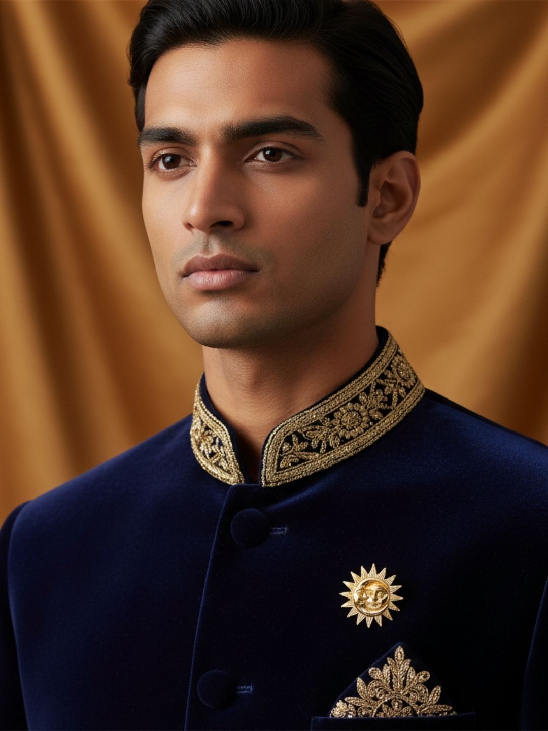 Ishhaara Sun And Moon Face Brooch