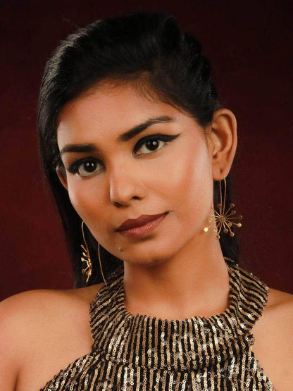 Ishhaara Sun Burst Long Hook Earring