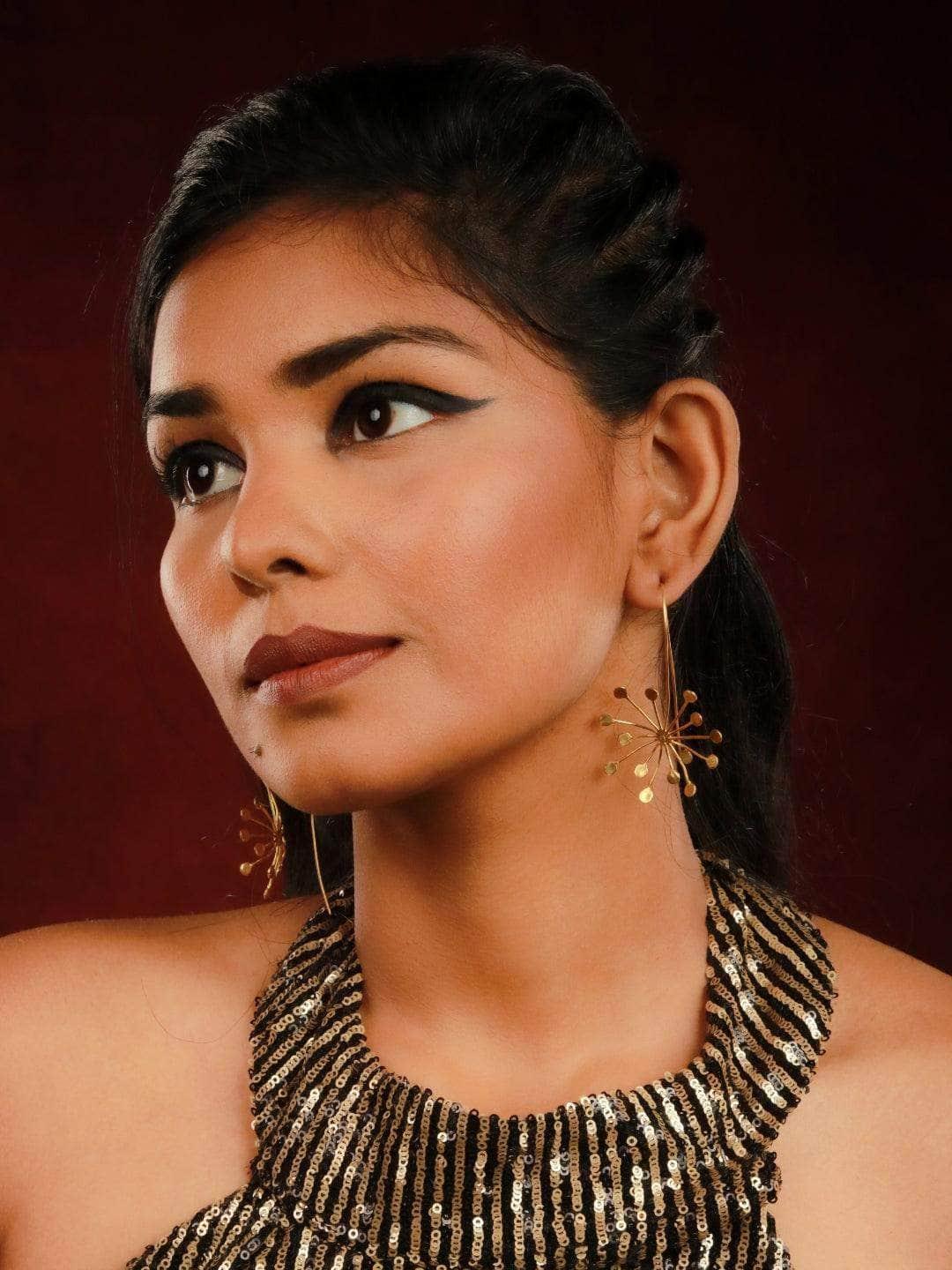 Ishhaara Sun Burst Long Hook Earring