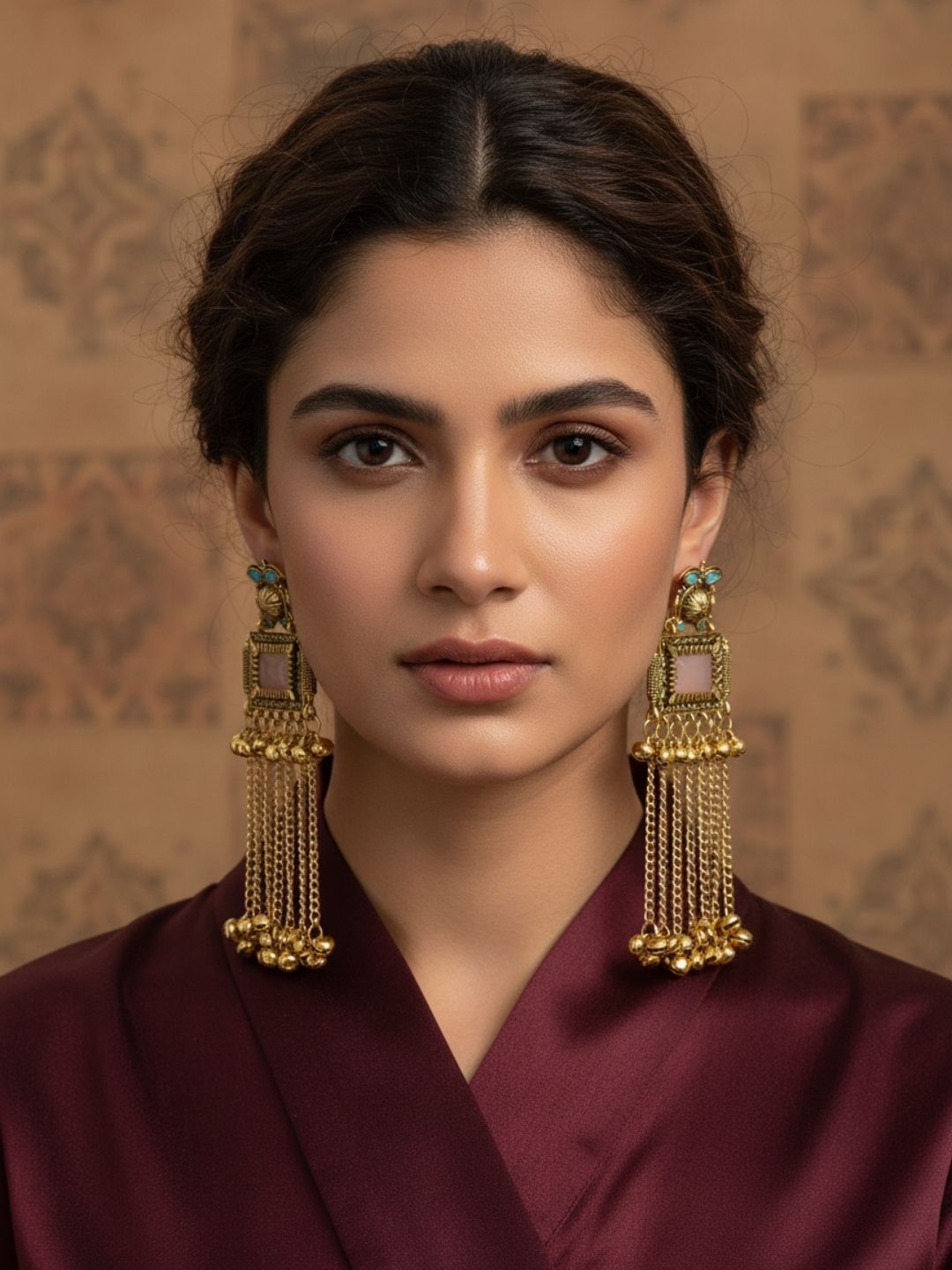 Ishhaara Sundial Stud Tassel Chandelier Earring