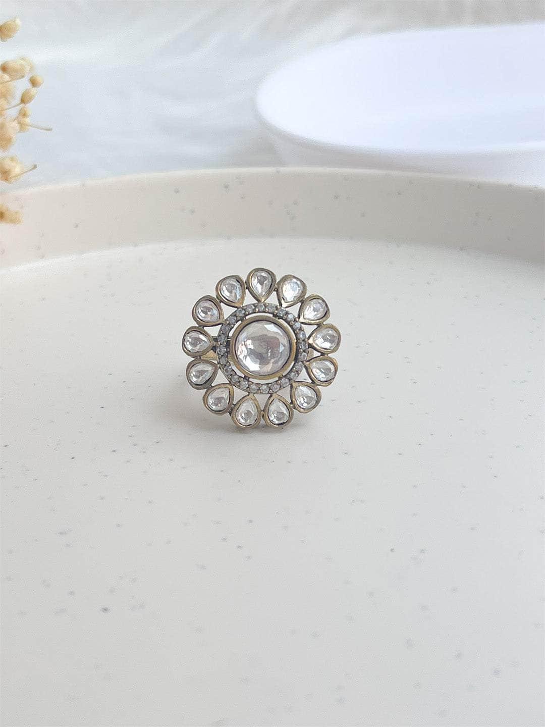 Ishhaara Sunflower Design Polki Ring