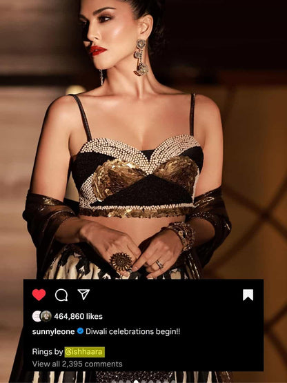 Ishhaara Sunny Leone In Oxidised Golden Chrysathrus Ring