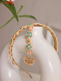 Ishhaara Teal Colored Kundan Hairband With Attached Mang Tikka