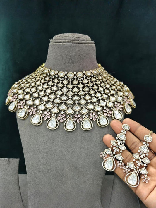 Ishhaara Teardrop Stone Studded Choker Bridal Necklace
