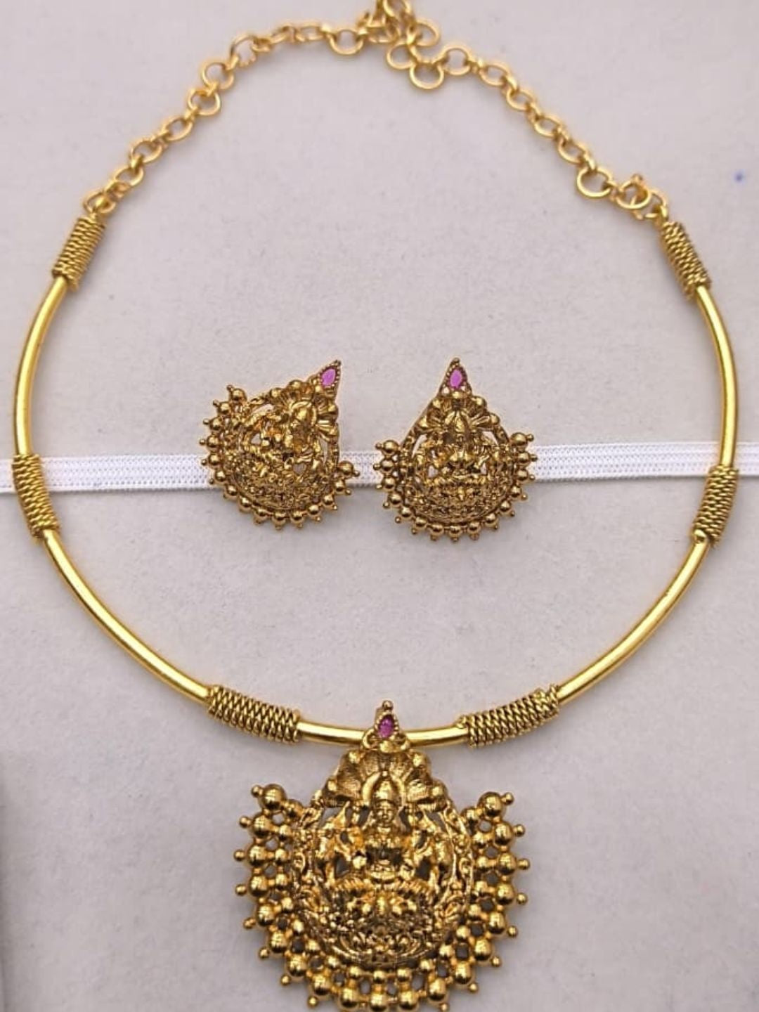 Ishhaara Temple Coin Choker Necklace Set - handcrafted Indian jewellery