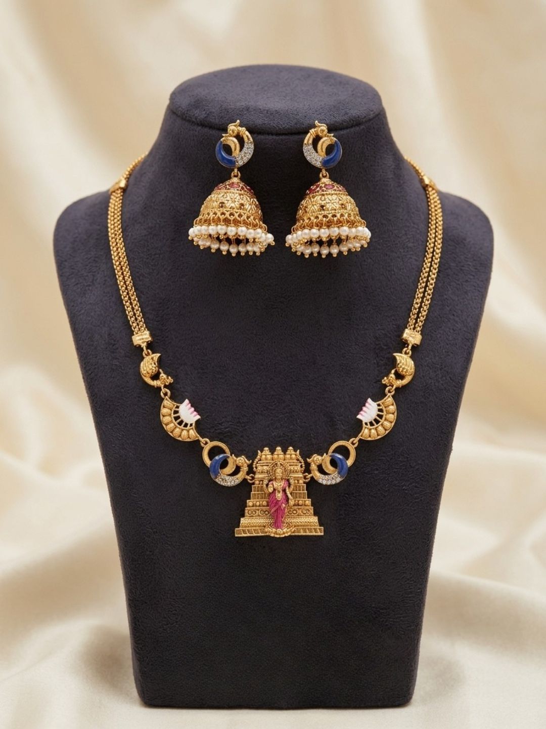 Ishhaara Temple Goddess Peacock Choker Necklace