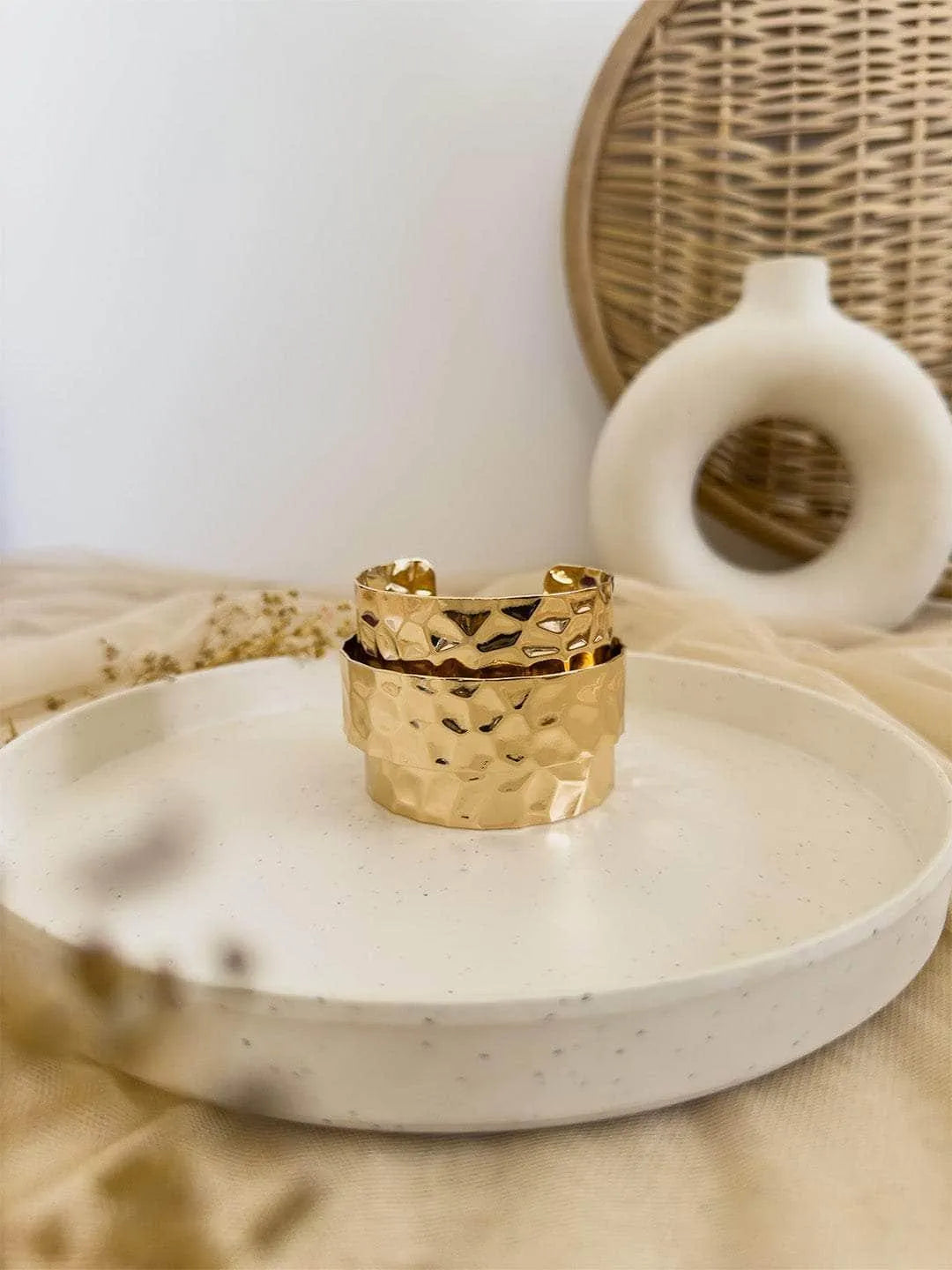 Ishhaara Textured Gold Cuff Bracelet