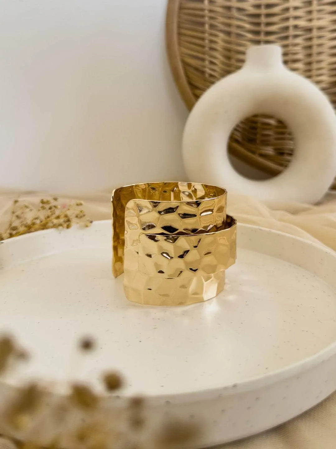 Ishhaara Textured Gold Cuff Bracelet