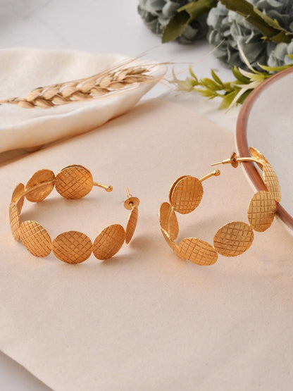 Ishhaara Textured Round Big Hoop Earring
