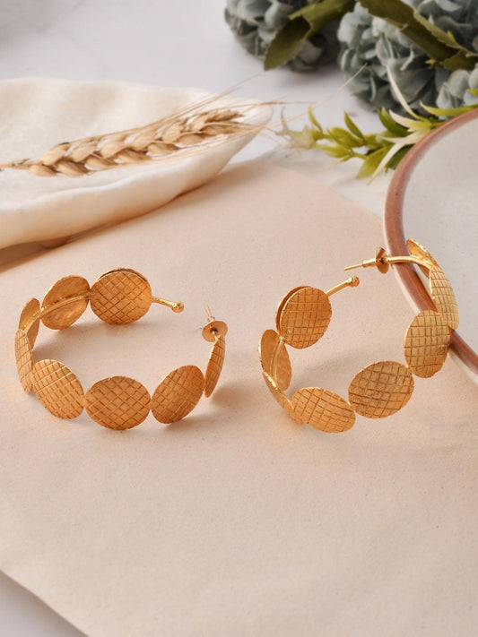 Ishhaara Textured Round Big Hoop Earring