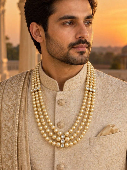 Ishhaara Three Layer Moti Groom Necklace