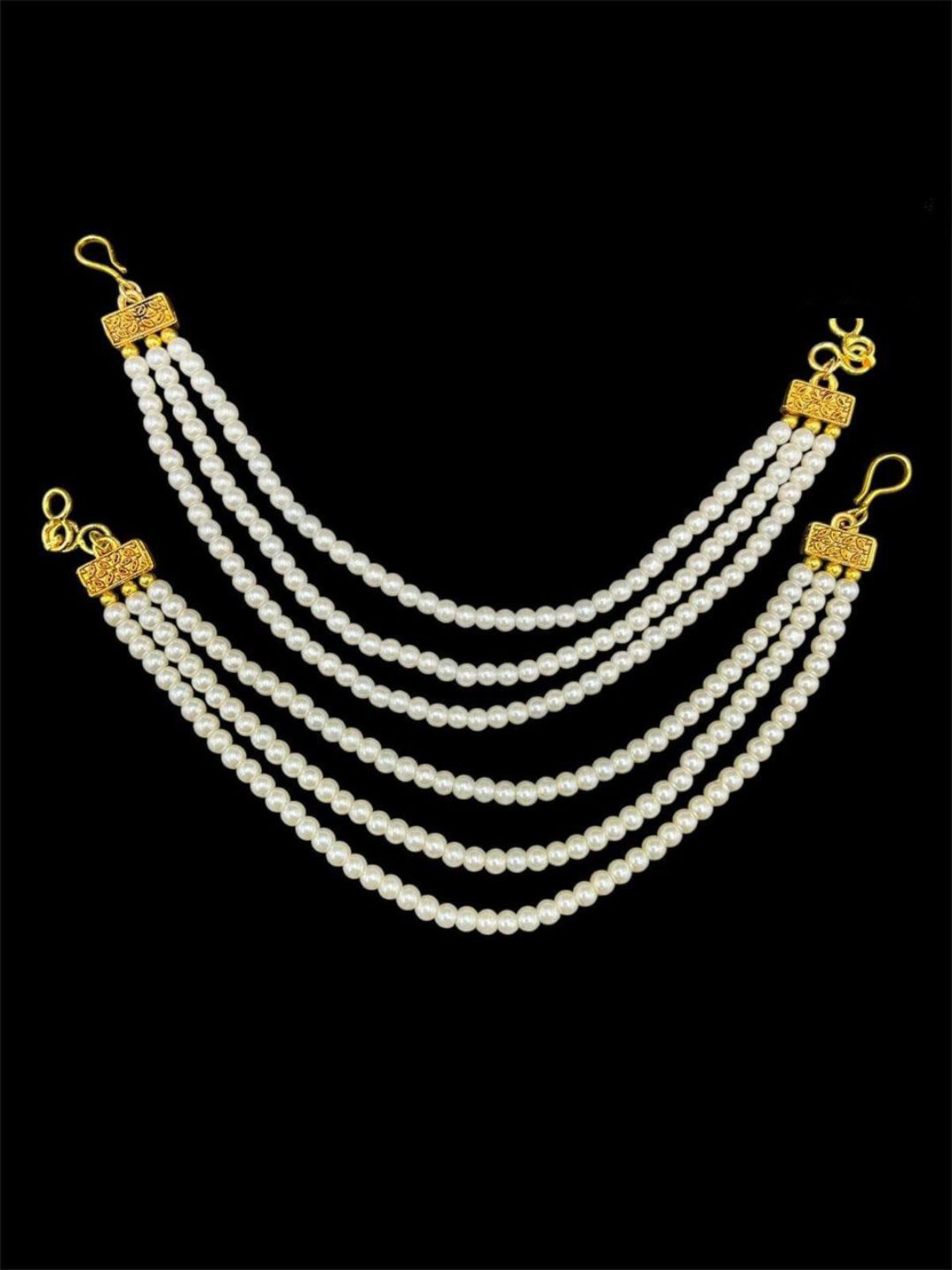 Ishhaara Three Layered Pearl Ear Chains