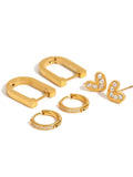 Ishhaara Three Pairs Of Stainless Steel Hoop Earrings