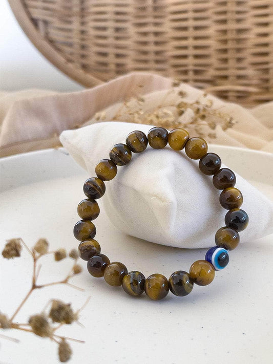 Ishhaara Tiger Eye And Onyx Stacked Handmade Bracelet