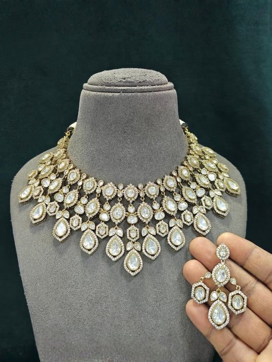 Ishhaara Timeless Moissanite Polki Necklace Set