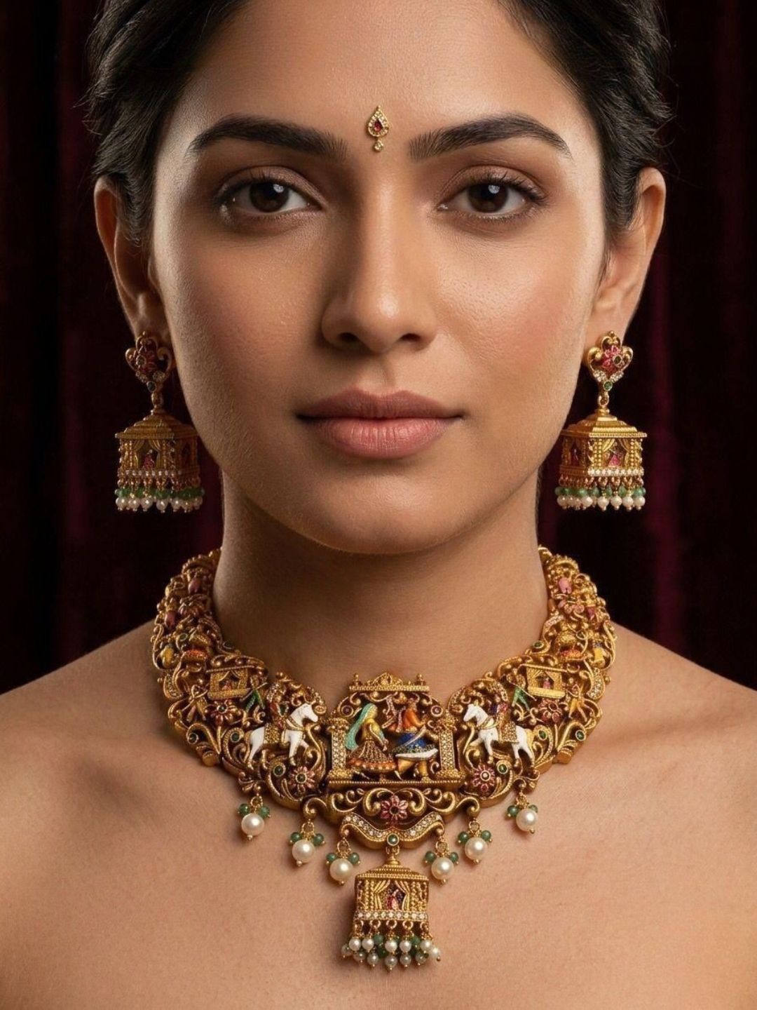 Ishhaara Traditional 3D Enamel Necklace